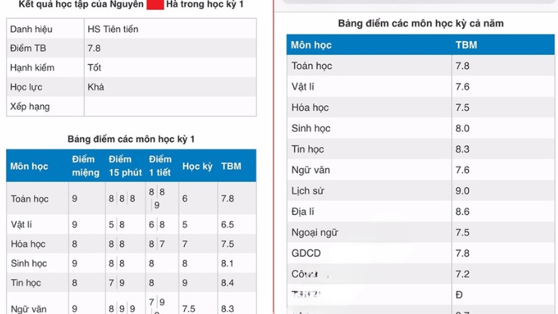 Xem điểm dễ dàng