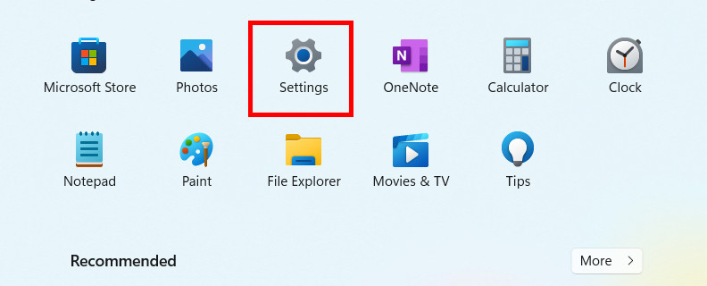 Chọn biểu tượng bánh răng để mở giao diện Cài đặt trên Windows
