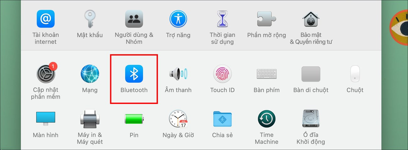 Giao diện Bluetooth trong System Preferences trên MacOS