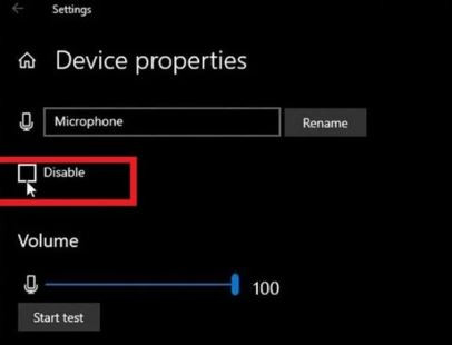 Tùy chọn Disable để vô hiệu hóa micrô khi cần thiết