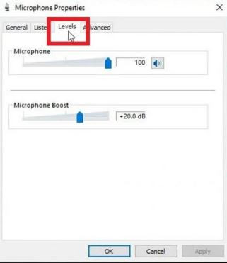 Tinh chỉnh Microphone Boost trong tab Levels