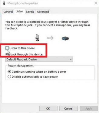 Kích hoạt tính năng Listen to this device để kiểm tra mic