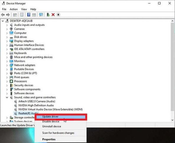 Cập nhật driver trong Device Manager