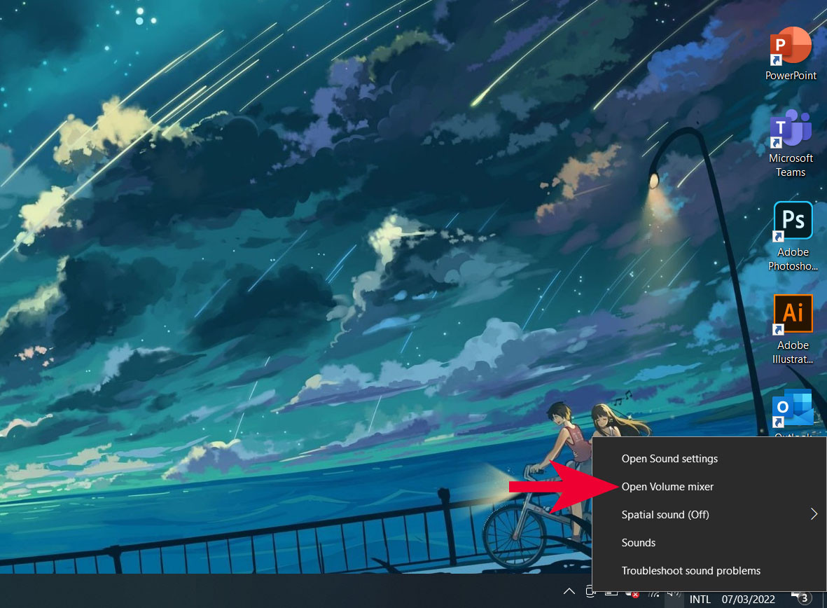 Mở Volume Mixer để kiểm tra âm lượng từng ứng dụng