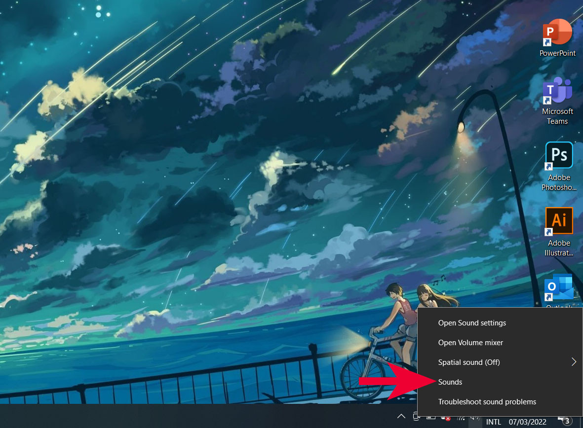 Truy cập vào cài đặt Sounds trên Windows