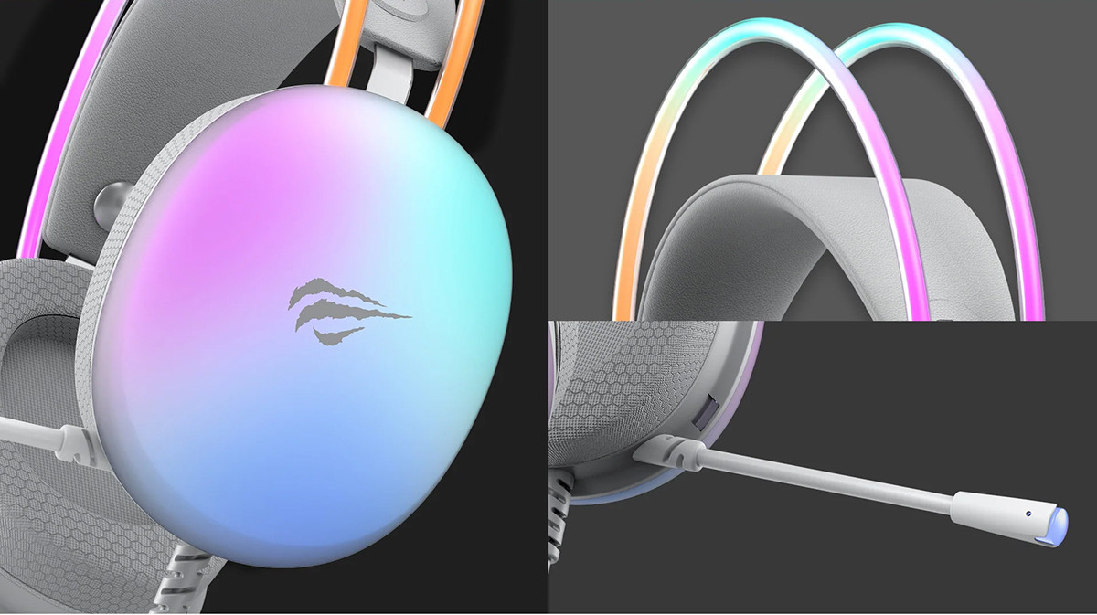 Cận cảnh thiết kế xuyên LED bắt mắt trên ốp tai Havit H2037D