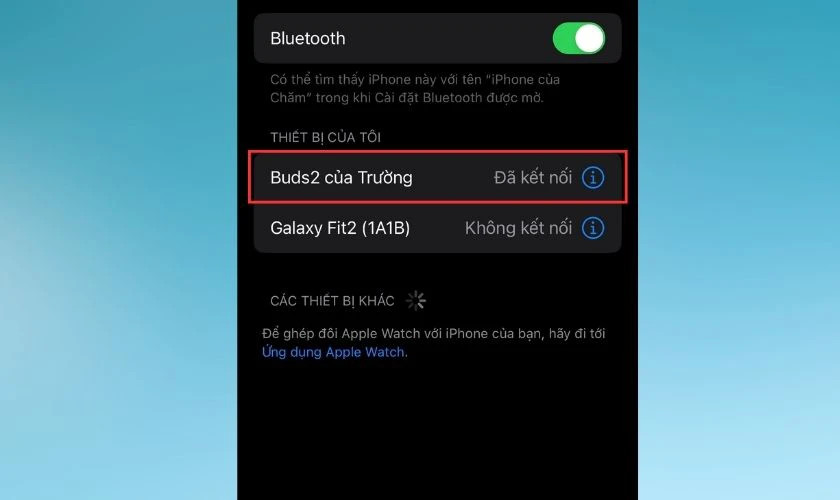 Giao diện kết nối Bluetooth thành công trên điện thoại