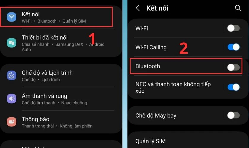 Bật Bluetooth trên Android trong phần Cài đặt