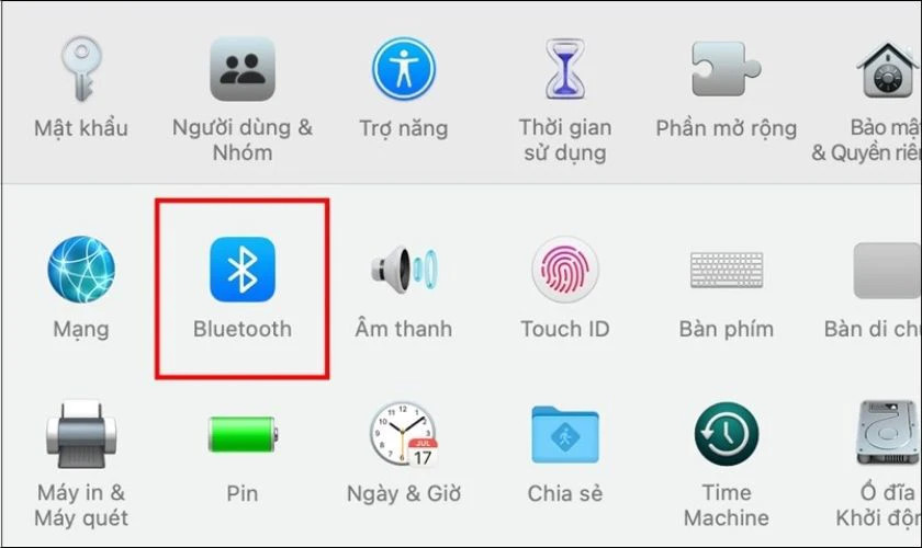 Biểu tượng Bluetooth trong System Preferences của macOS