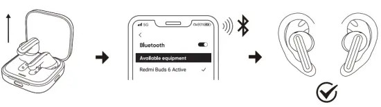 Tai nghe nhét tai Redmi M2344E1 Buds 6 Active có Bluetooth - Kết nối & Ghép nối