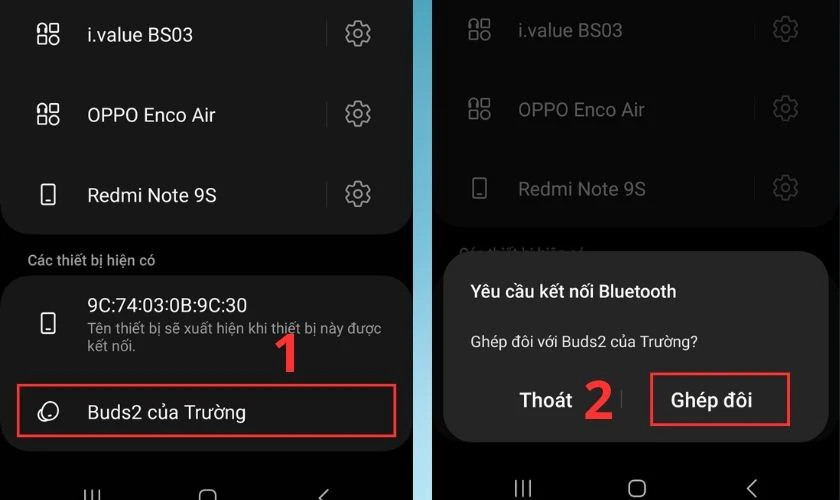 Chọn Ghép đôi để hoàn tất kết nối trên Android