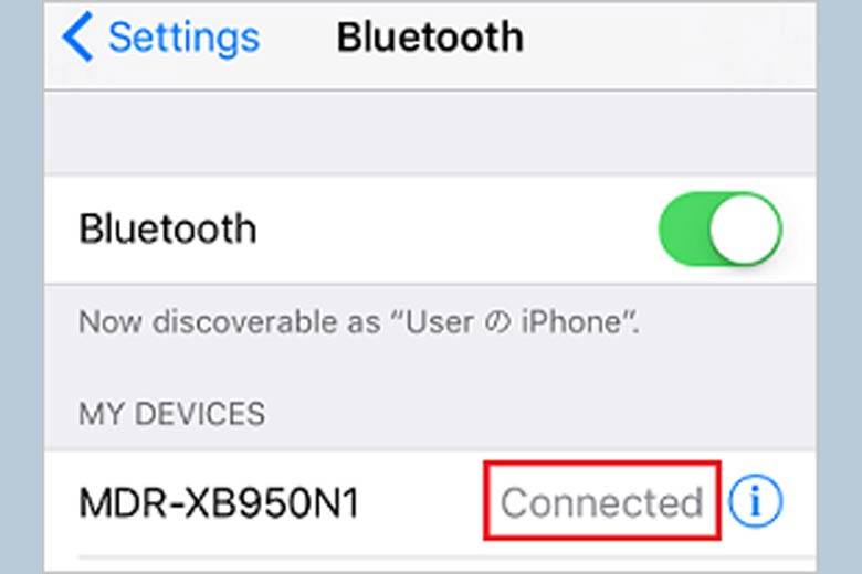 Màn hình hiển thị Đã kết nối thành công với tai nghe