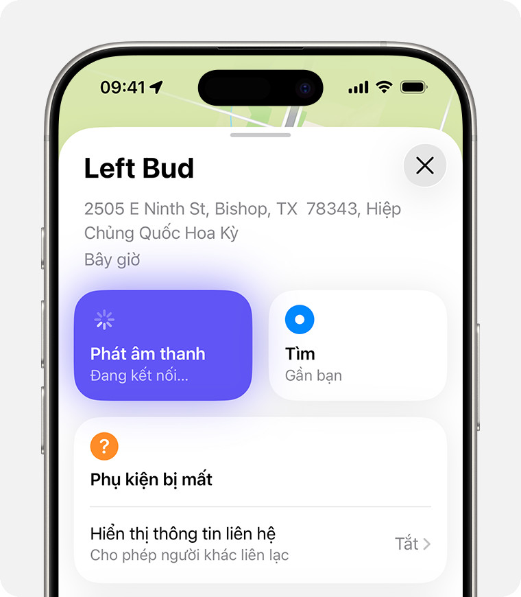 Khi AirPods ở gần, hãy chạm vào Phát âm thanh và lắng nghe chuỗi tiếng bíp.