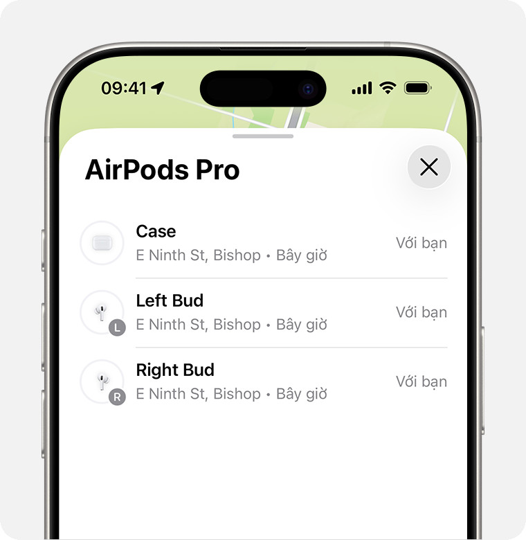 Nếu AirPods của bạn không ở cùng một vị trí, hãy chọn bên tai nghe bạn muốn tìm.