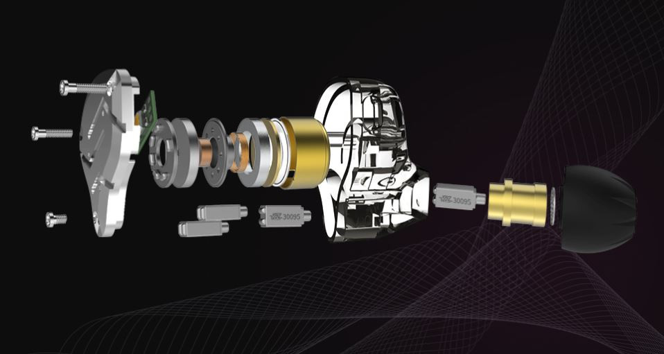 Sơ đồ cấu trúc 5 driver hybrid bên trong tai nghe KZ ZS10 PRO