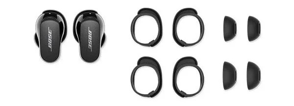 Đệm tai và đai cố định của Bose QuietComfort Earbuds II giúp vừa vặn hoàn hảo