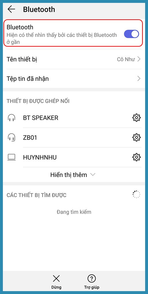 Mở Bluetooth trên điện thoại lên