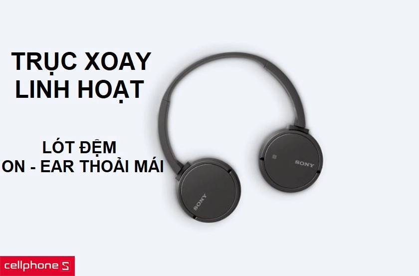 Trục xoay của earcup và lớp mút đệm on-ear mềm mại giúp cố định và tăng cường sự thoải mái khi đeo