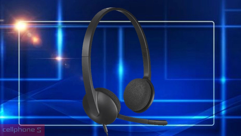 Tai nghe chụp tai Logitech H340 với dây cáp và micro có thể gập
