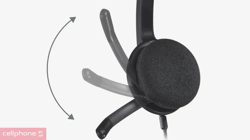 Tai nghe Logitech H340 với phần micro được điều chỉnh gần miệng