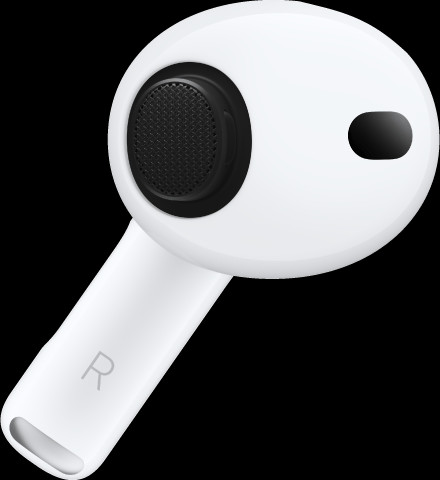 Lưới màng loa trên tai nghe AirPods đã tháo đầu tai nghe.