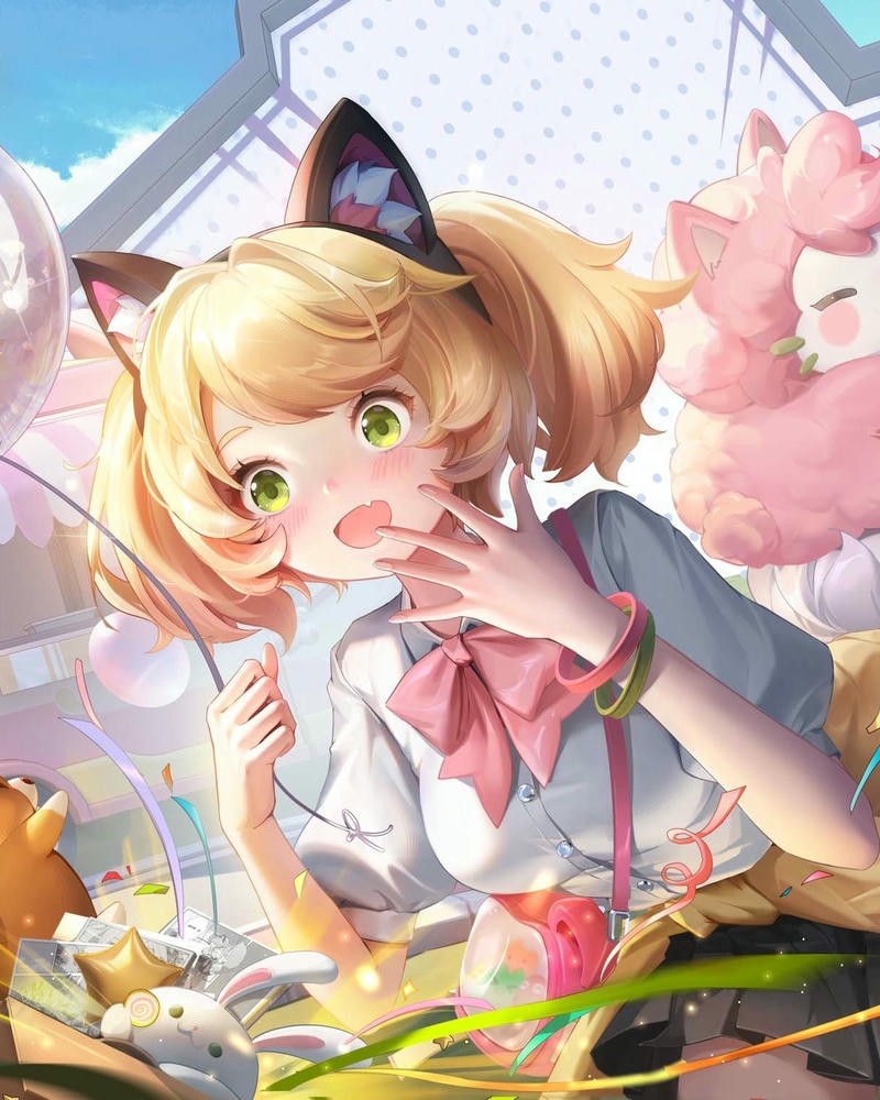 Ảnh anime nữ cute với tông màu pastel nhẹ nhàng, tươi sáng