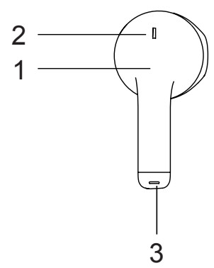 Chân dung tai nghe AVA PT62 cận cảnh hiển thị khu vực cảm ứng và đèn LED