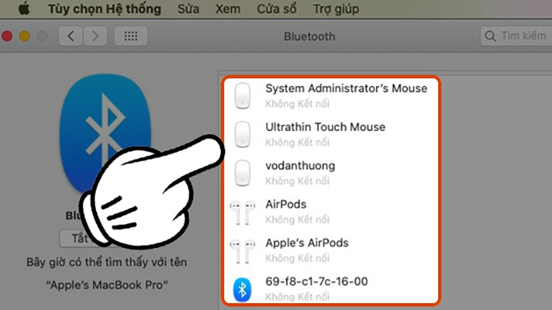 Chọn thiết bị tai nghe muốn kết nối