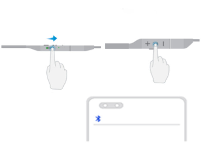 Tai nghe Huawei FreeLace Pro 2 với nút chức năng đang được nhấn