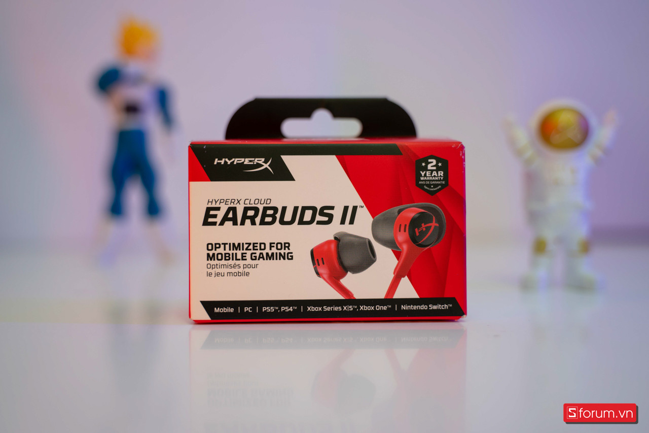 Toàn cảnh tai nghe HyperX Cloud Earbuds II với thiết kế gaming