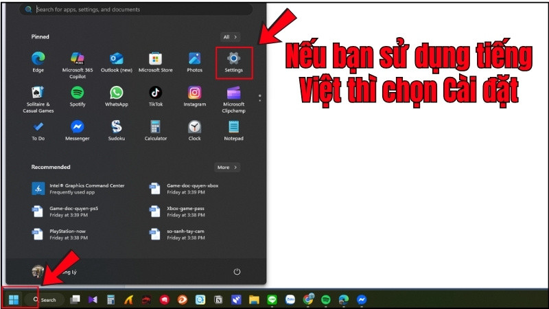 Chọn Settings (Cài đặt)