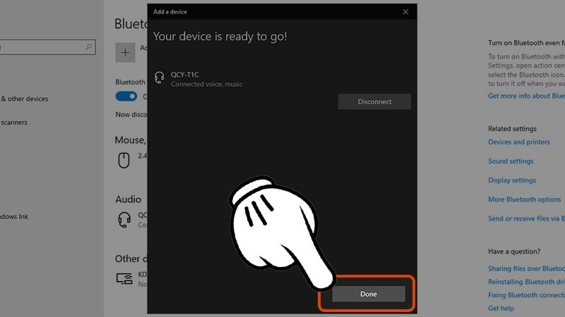 Nhấn vào Done để hoàn tất kết nối tai nghe Bluetooth