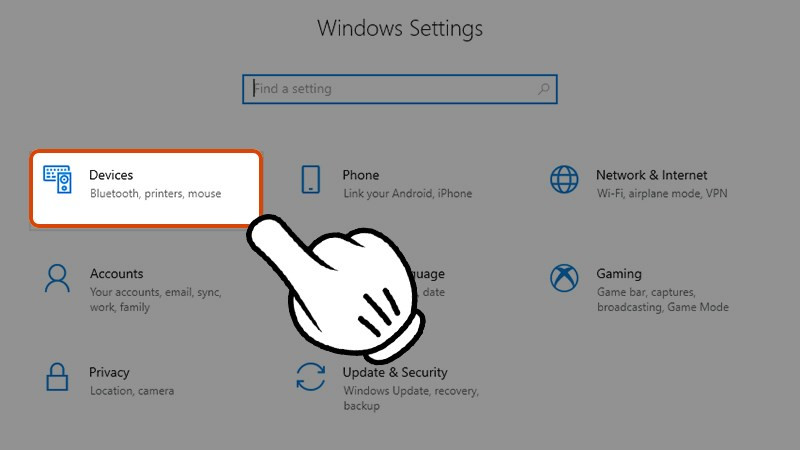 Chọn Devices trong Windows Settings