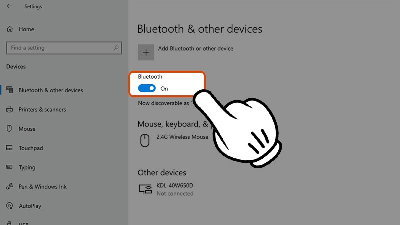 Click chuột để bật Bluetooth