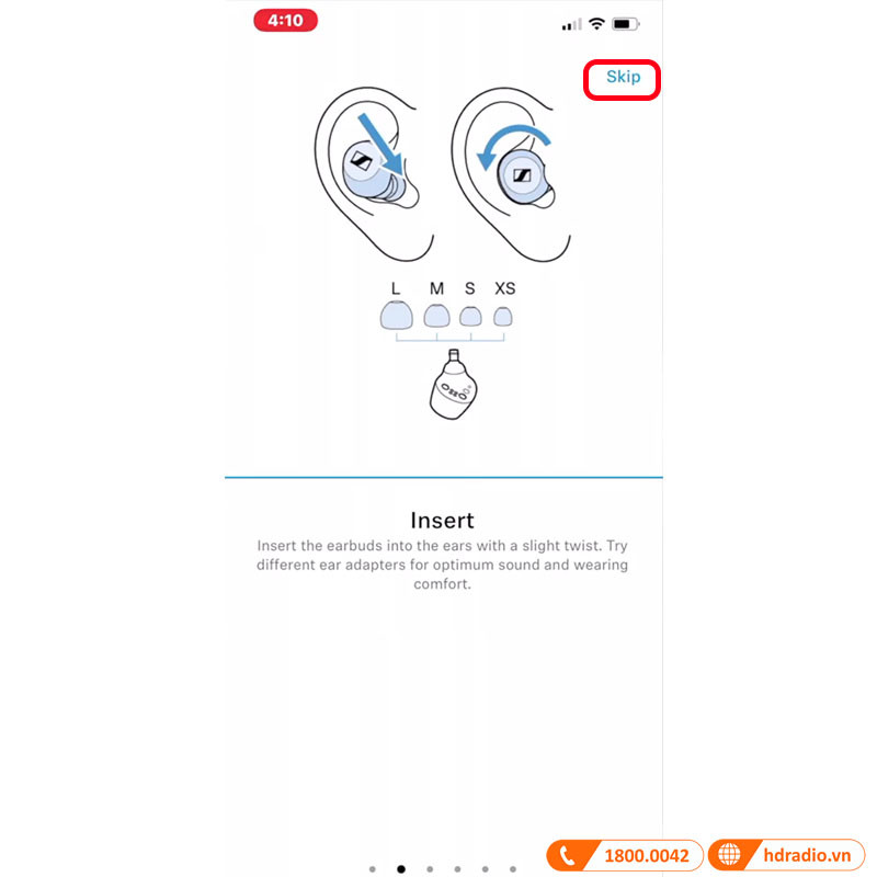 Màn hình hướng dẫn điều khiển tai nghe thông qua ứng dụng Smart Control Sennheiser