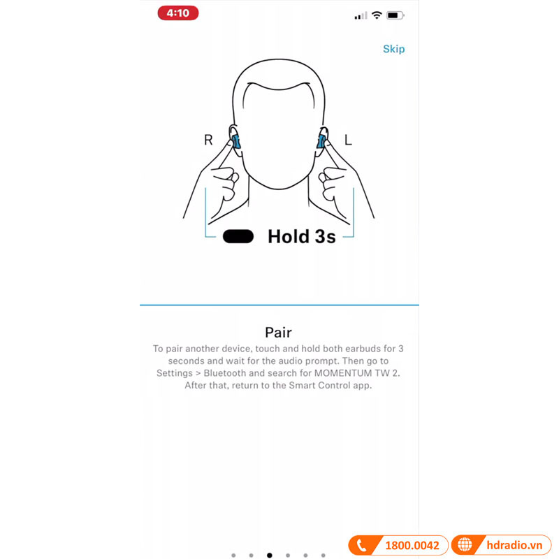 Các tab hướng dẫn chi tiết hơn về chức năng của ứng dụng Smart Control Sennheiser