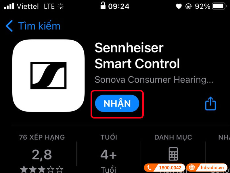 Hình ảnh minh họa quá trình tải ứng dụng Smart Control Sennheiser trên App Store của iOS