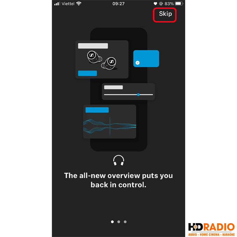 Các tab giới thiệu tính năng của ứng dụng Smart Control Sennheiser