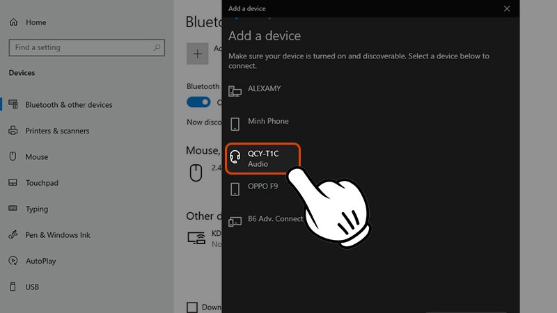 Chọn thiết bị tai nghe bạn muốn kết nối
