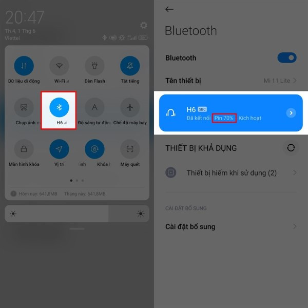 Hiển thị pin tai nghe Bluetooth trên điện thoại Android