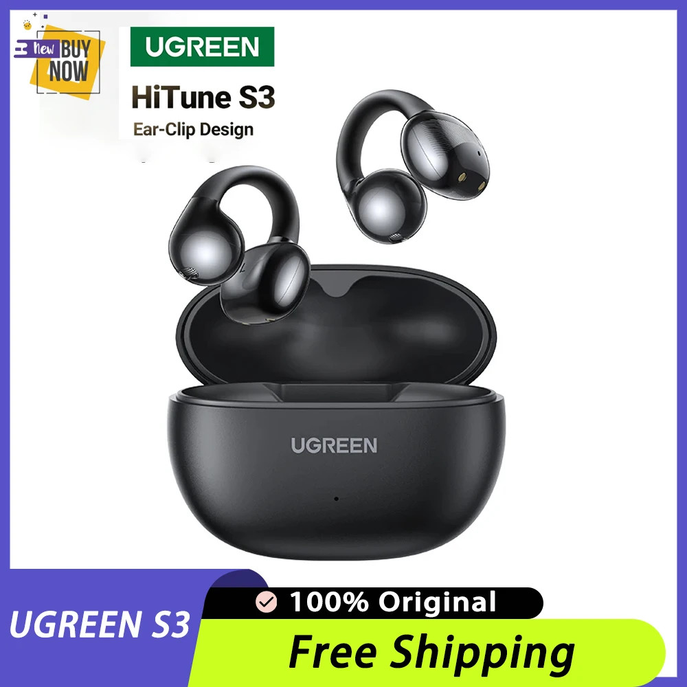 Tai nghe UGREEN S3 HiTune thiết kế kẹp tai và hộp sạc
