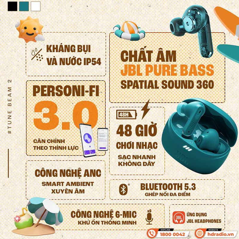Tai nghe chống ồn JBL Tune Beam 2