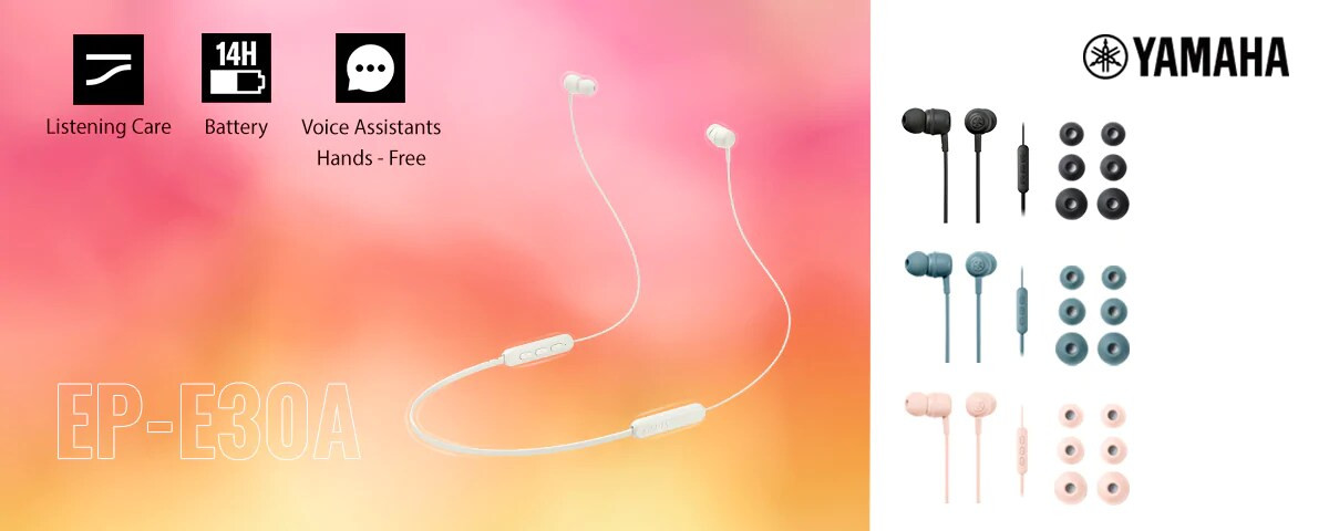 Một người phụ nữ đeo tai nghe in-ear, thể hiện tính năng điều khiển