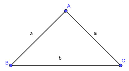 Công thức chu vi tam giác cân P = 2a + b