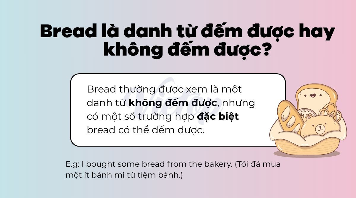 Phân biệt bread đếm được và không đếm được theo ngữ cảnh