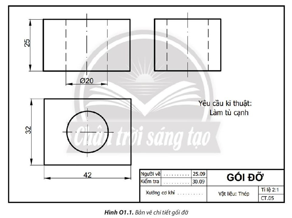 Minh họa một bản vẽ chi tiết kỹ thuật cơ khí, có thể giúp hình dung về độ phức tạp của bản vẽ