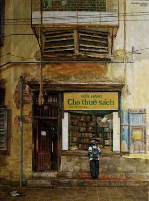 Tranh vẽ minh họa cuộc sống đời thường trên phố phường Hà Nội