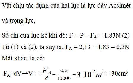 Đo trọng lượng vật trong nước