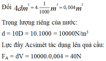 Quả cầu sắt nhúng trong nước